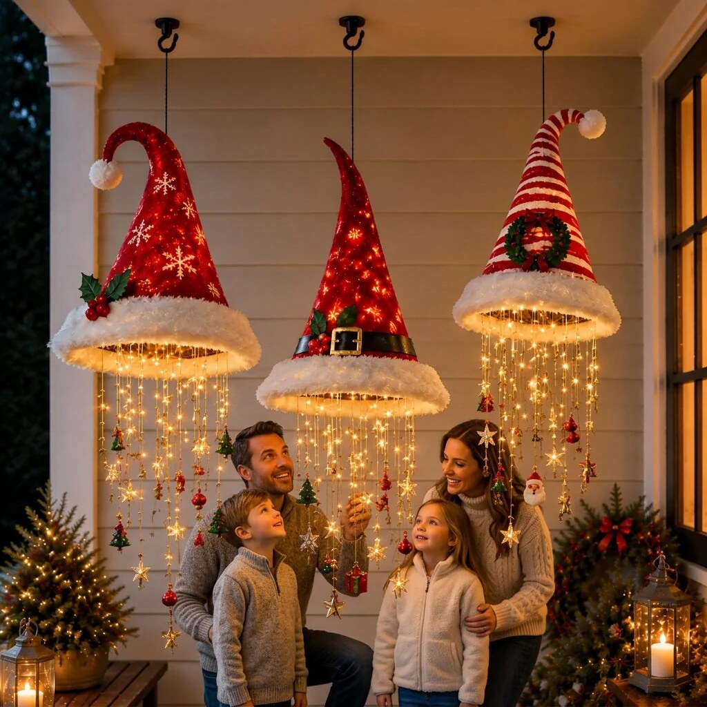 Chapeau de Noël lumineux – décoration suspendue avec LED