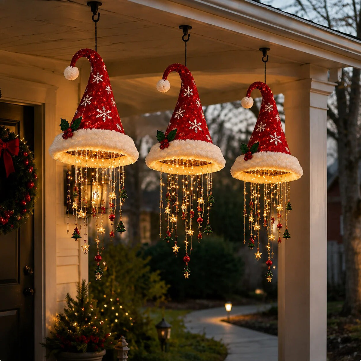 Chapeau de Noël lumineux – décoration suspendue pour les fêtes