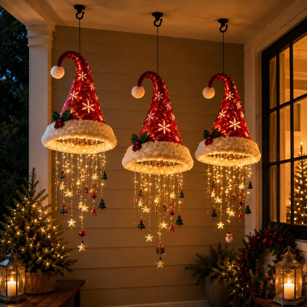 Chapeau de Noël lumineux – décoration suspendue pour les fêtes