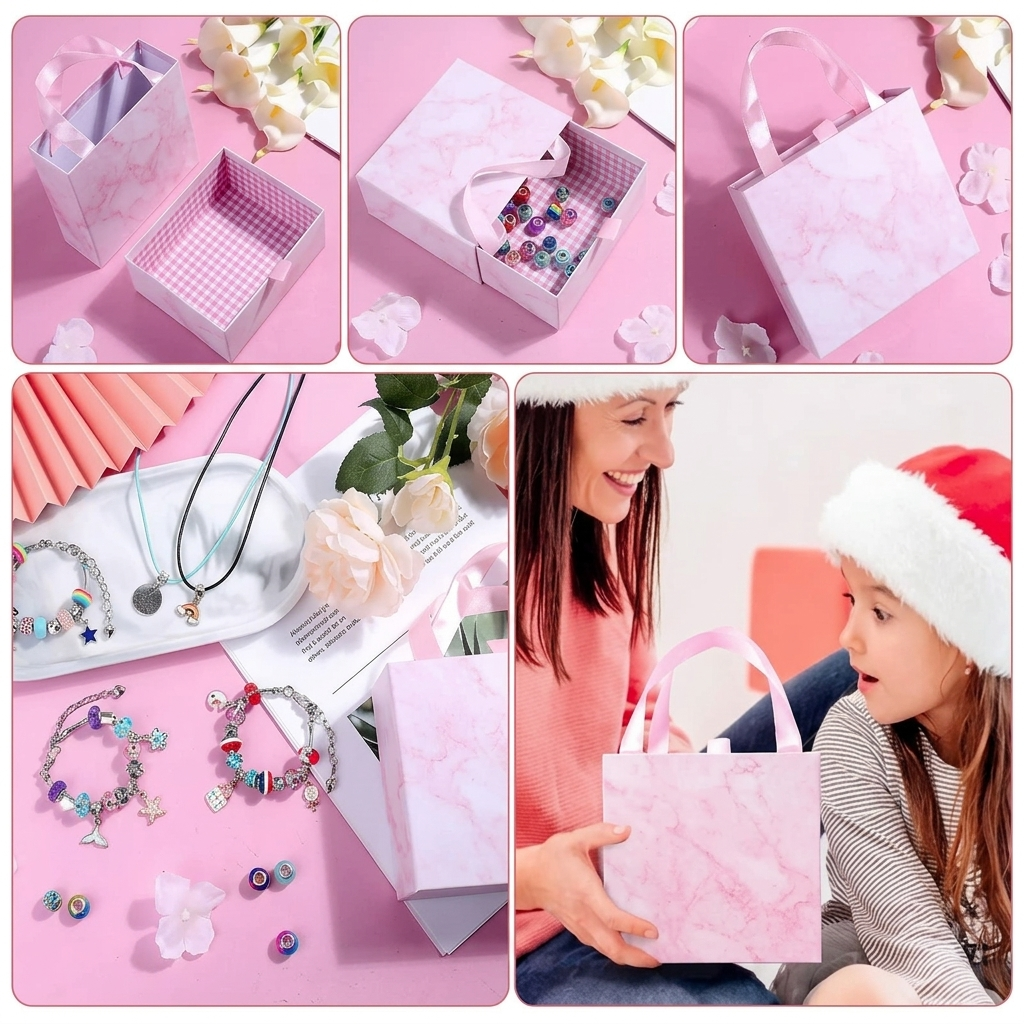 Kit de bracelets à composer – 3 bracelets, 60 perles et breloques, coffret inclus