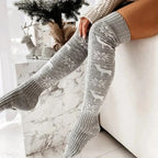 Chaussettes montantes pour femme – motif flocons de neige