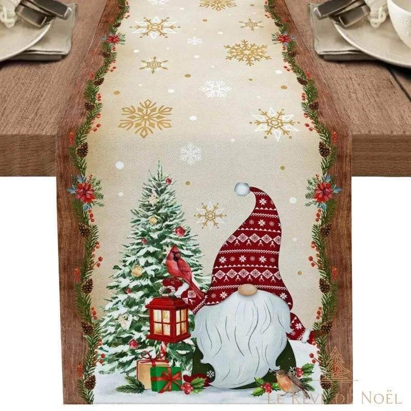 Chemin de table Noël – motif bonhomme de neige ou lutin