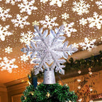 Cime de sapin lumineuse – projecteur LED flocons rotatifs