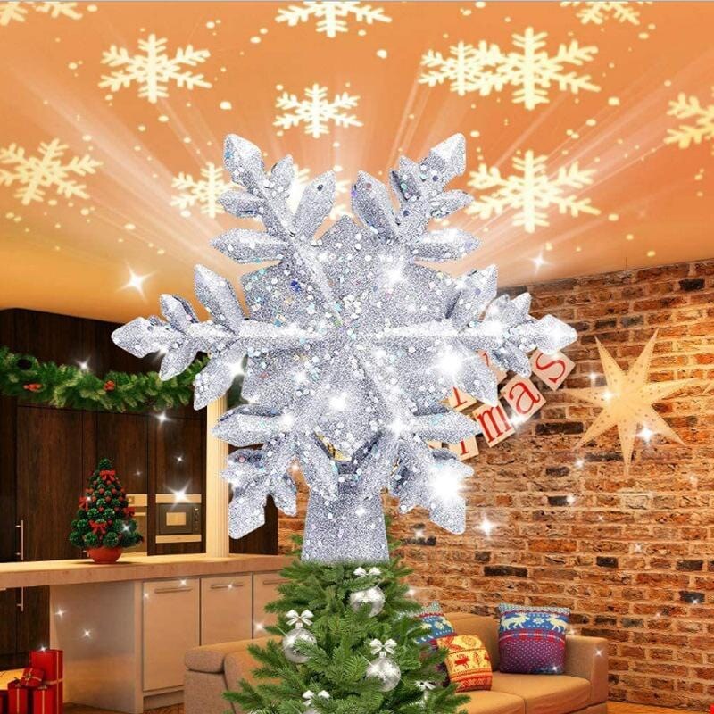 Cime de sapin lumineuse – projecteur LED flocons rotatifs