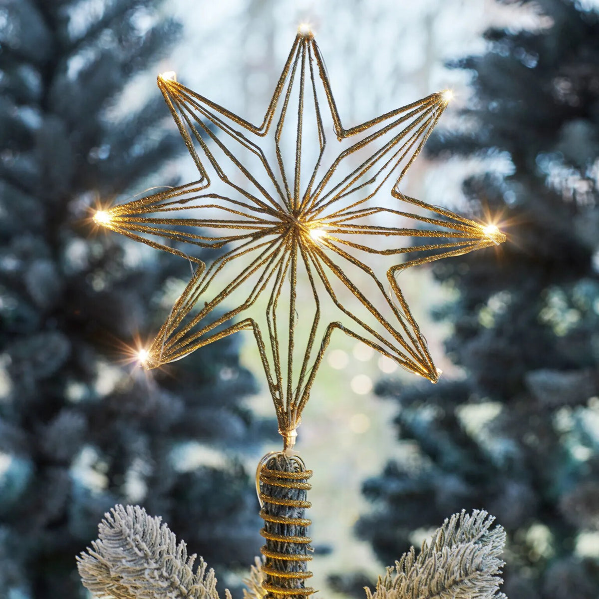 Cimier étoile de Noël lumineuse pour sapin – doré, argenté