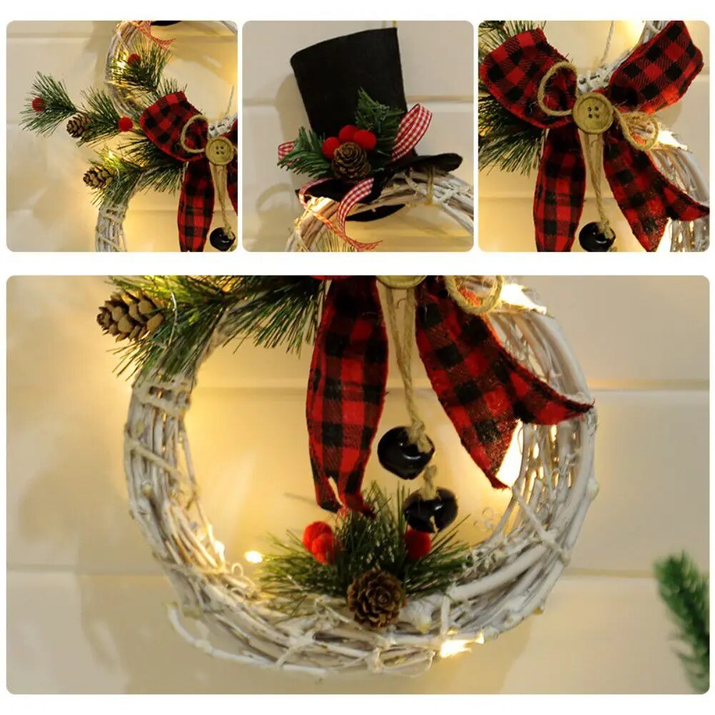 Couronne bonhomme de neige – guirlande LED suspendue