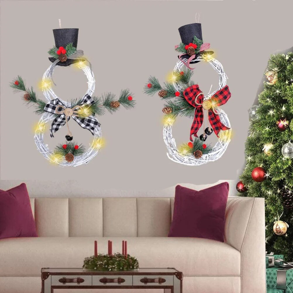 Couronne bonhomme de neige lumineuse – LED sur piles