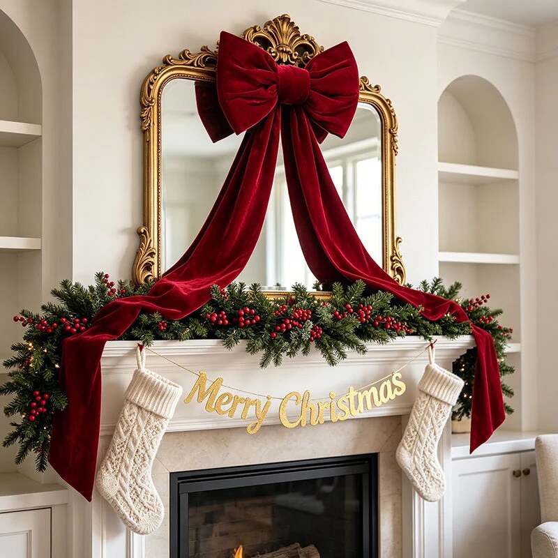 Décoration nœud papillon rouge – grande pour sapin de Noël