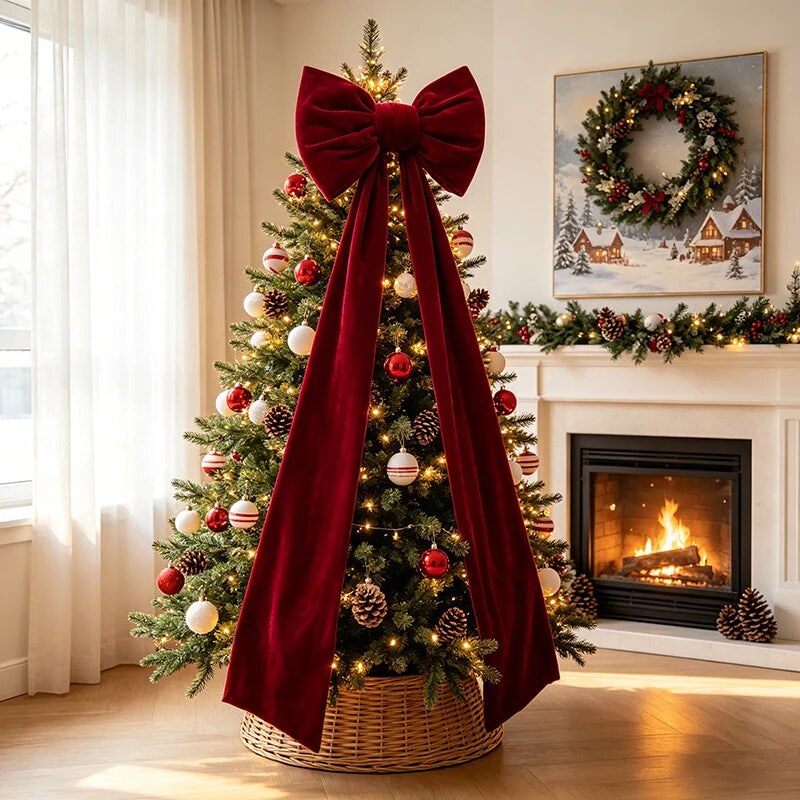 Décoration nœud papillon rouge – grande pour sapin de Noël