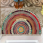 Tapis de porte demi-lune – motif bohème, dessous antidérapant