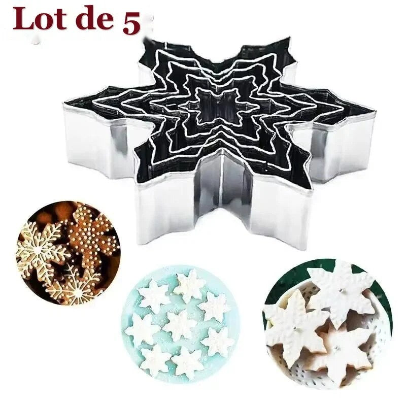 Emporte-pièces flocons – ensemble de 5 en acier inoxydable