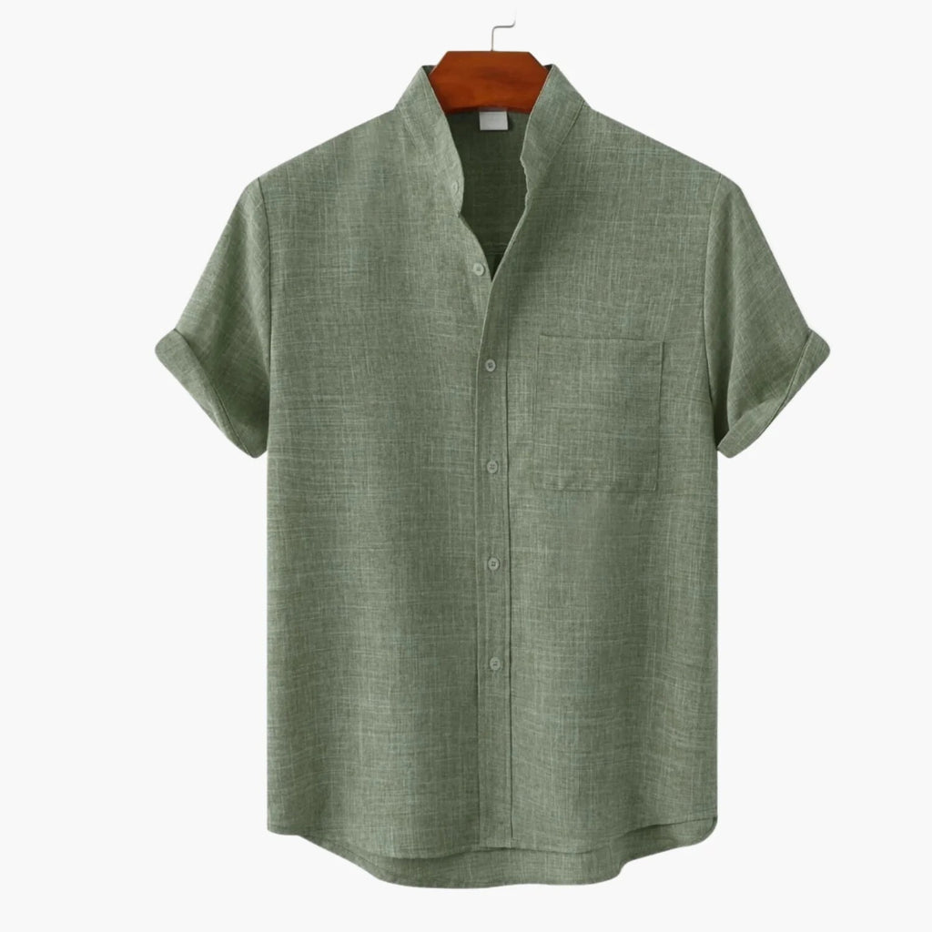 Ensemble chemise et short homme – col mao, design casual