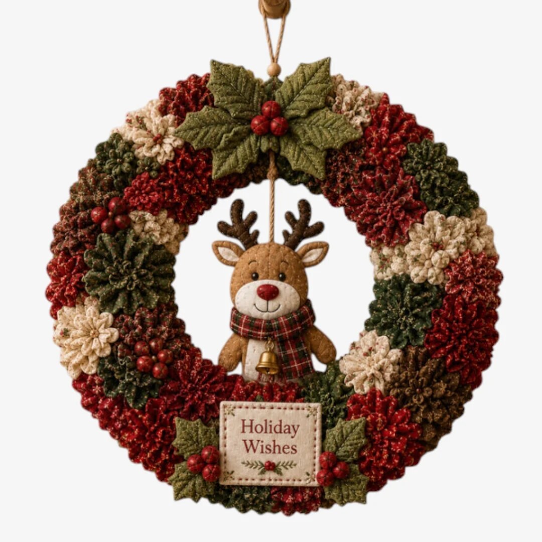 Ensemble couronne de Noël – Motifs festifs à assembler