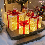 Ensemble de trois boîtes cadeaux lumineuses – Décoration de Noël