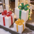 Ensemble de trois boîtes cadeaux lumineuses – Décoration de Noël