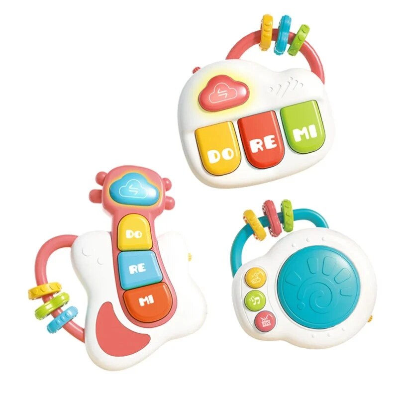 Ensemble musical pour bébé – piano, guitare, tambourin