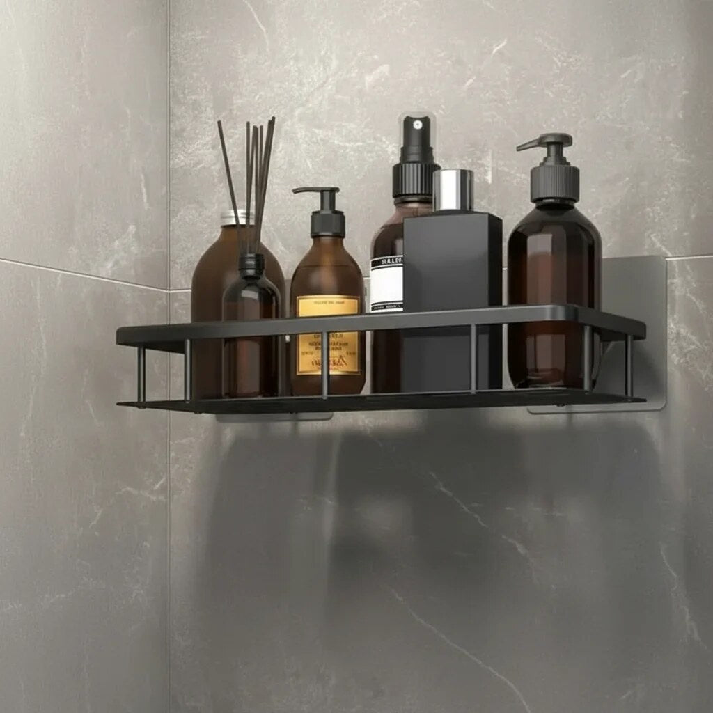 Étagère adhésive salle de bain – rangement design sans perçage