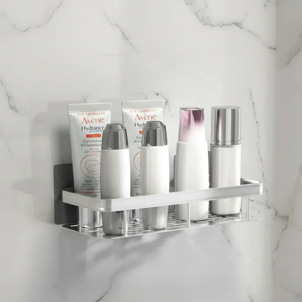 Étagère adhésive salle de bain – rangement design sans perçage