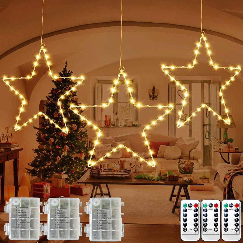Étoiles de Noël LED avec boîtier à piles et télécommande