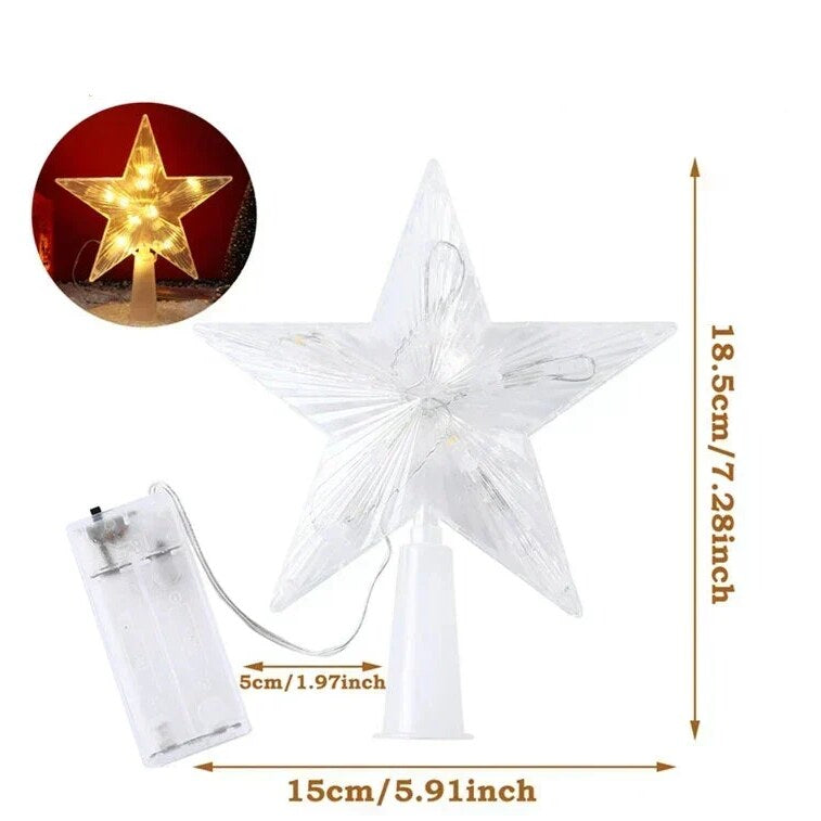 Étoile de sapin de Noël – LED blanc chaud et multicolore