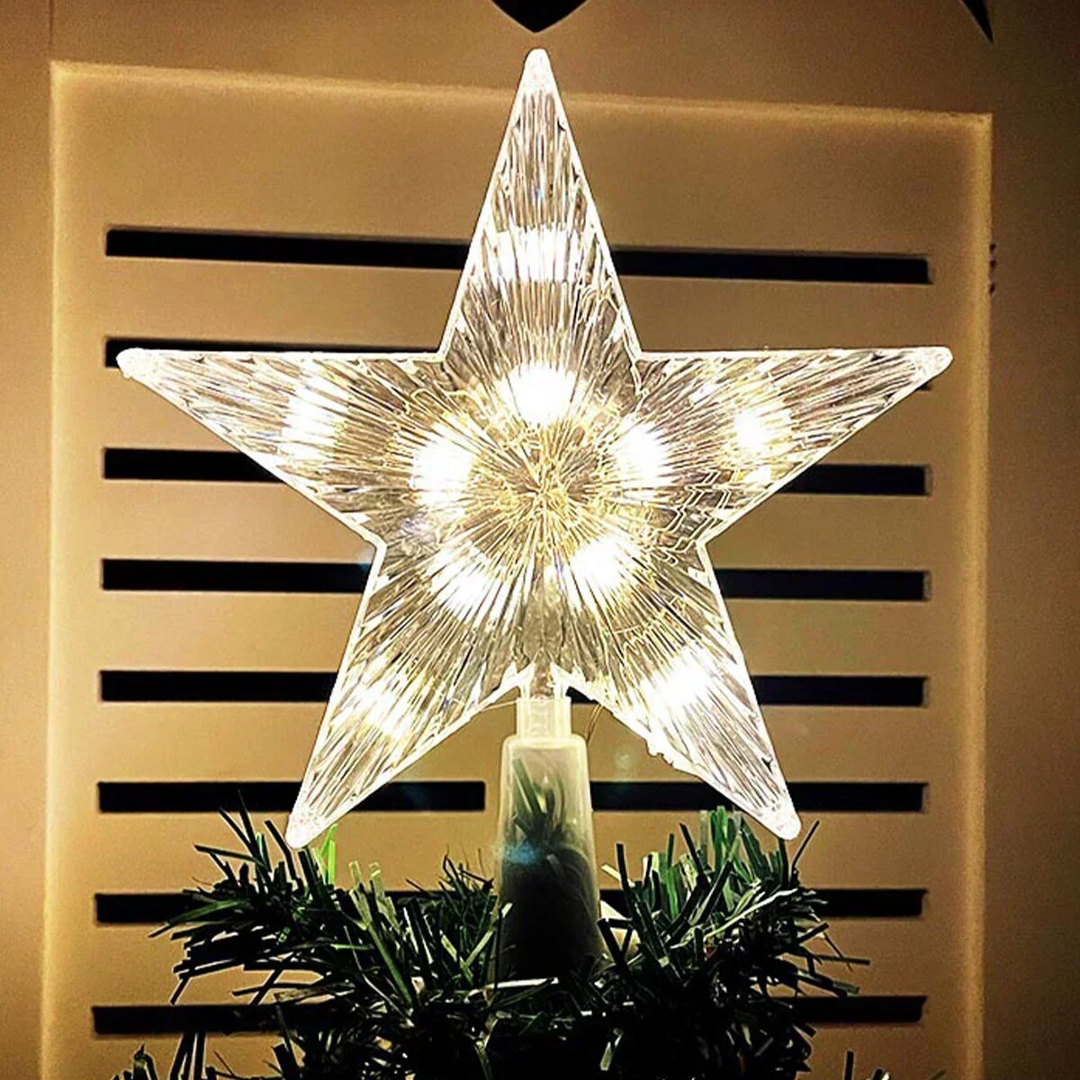 Étoile de sapin de Noël – LED blanc chaud et multicolore