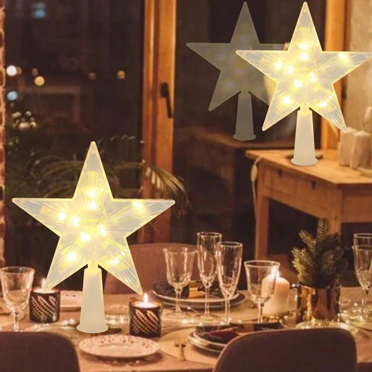 Étoile de sapin de Noël – LED blanc chaud et multicolore