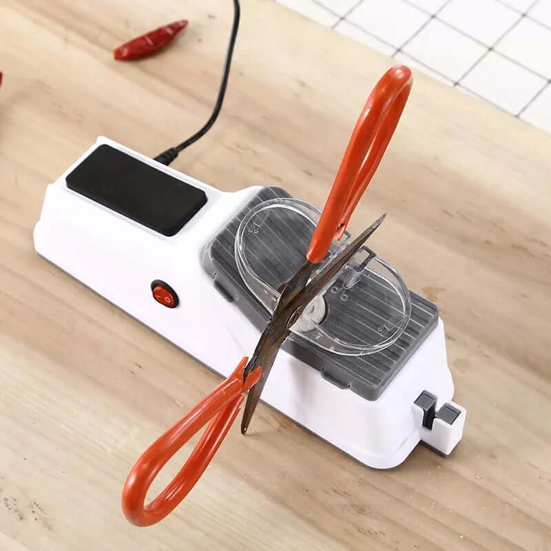 Aiguiseur de couteaux électrique – 2 étapes, avec affûtage ciseaux