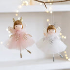 Figurine ange pour sapin à suspendre – jupe tulle et bois de renne