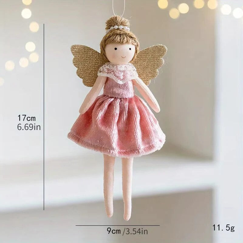 Figurine ange pour sapin à suspendre – jupe tulle et bois de renne