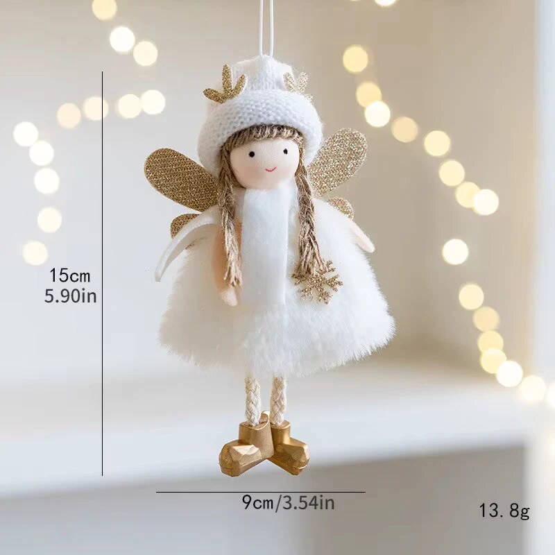Figurine ange pour sapin à suspendre – jupe tulle et bois de renne