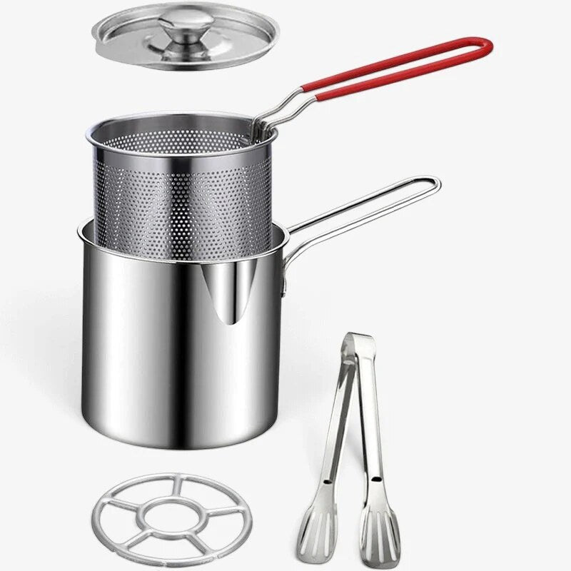 Friteuse compacte – Acier inoxydable, panier amovible