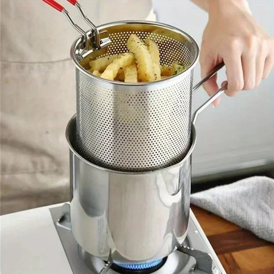 Friteuse compacte – Acier inoxydable, panier amovible