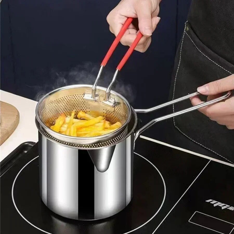 Friteuse compacte – Acier inoxydable, panier amovible