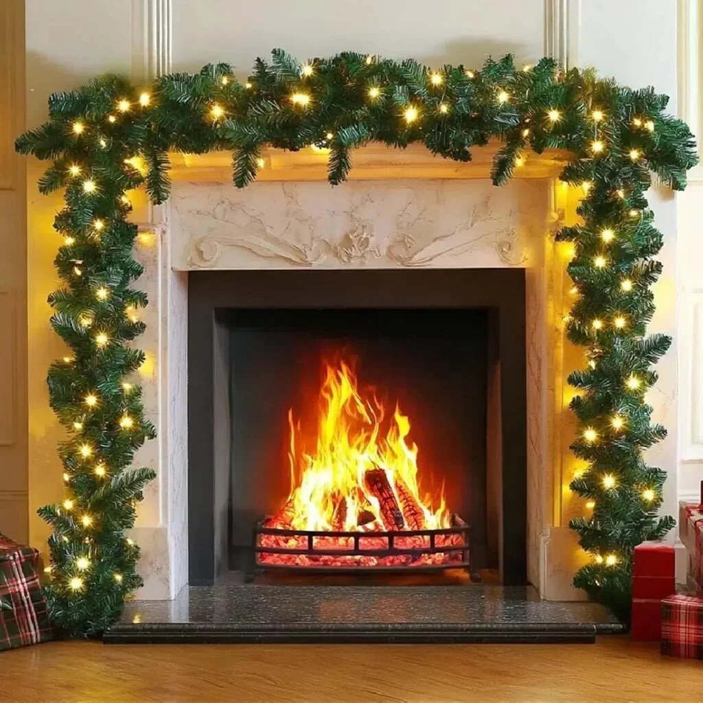 Guirlande lumineuse de sapin artificiel – blanc chaud
