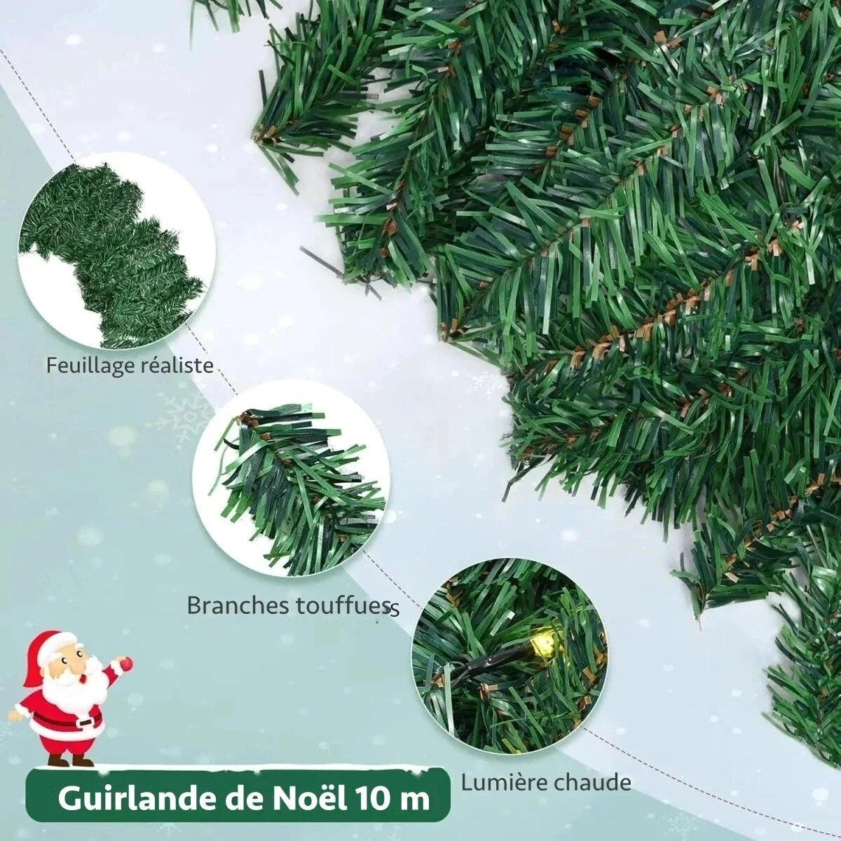 Guirlande lumineuse de sapin artificiel – blanc chaud