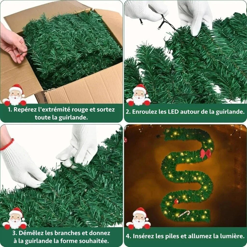 Guirlande lumineuse de sapin artificiel – blanc chaud