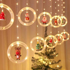 Guirlande lumineuse fenêtre – rennes, sapins, Père Noël