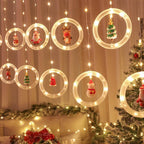 Guirlande lumineuse fenêtre – rennes, sapins, Père Noël
