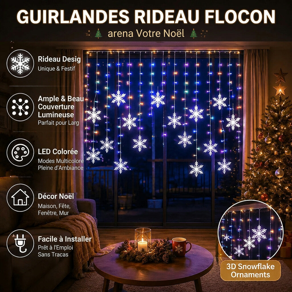 Guirlande lumineuse flocons de neige – pour fenêtres décorées