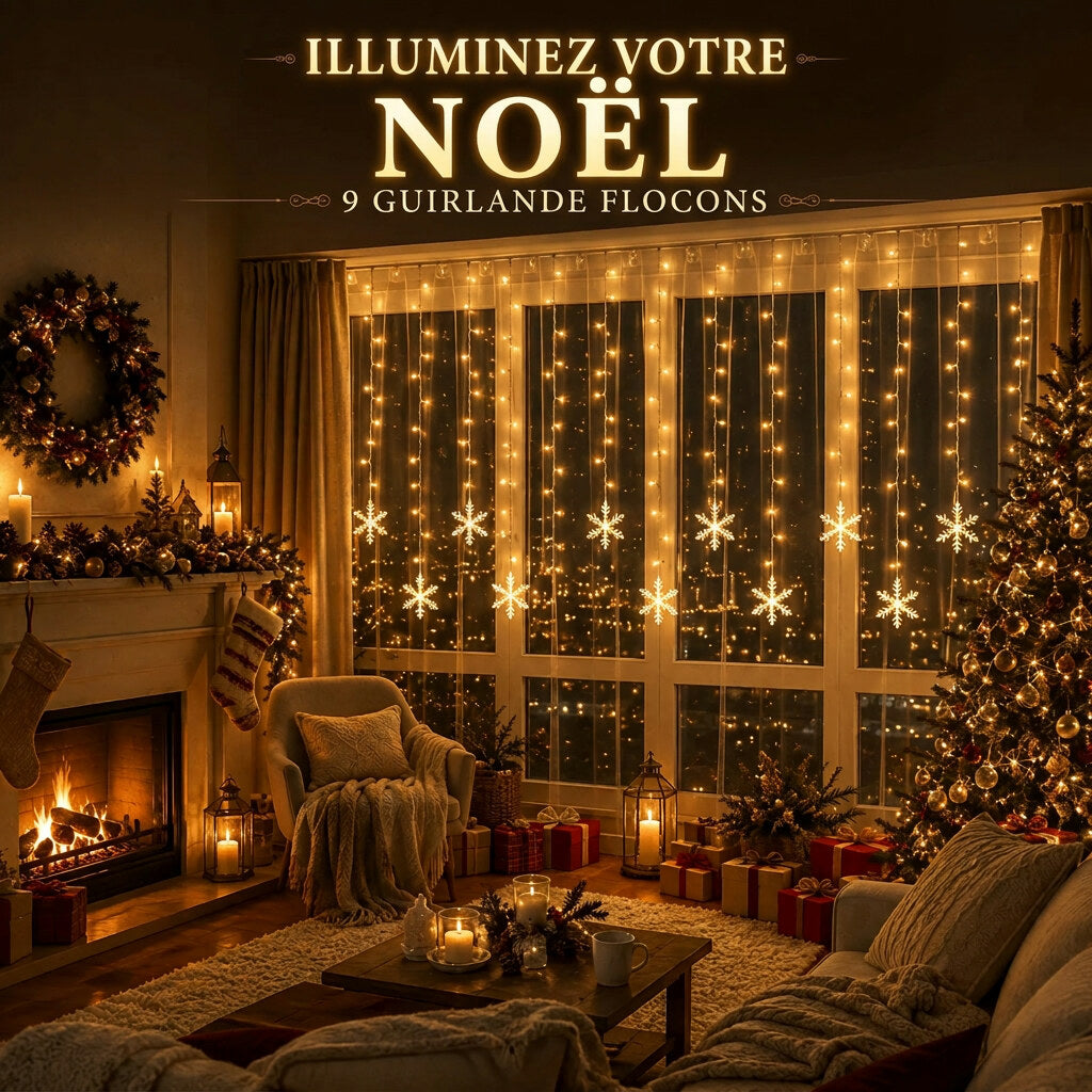 Guirlande lumineuse flocons de neige – pour fenêtres décorées