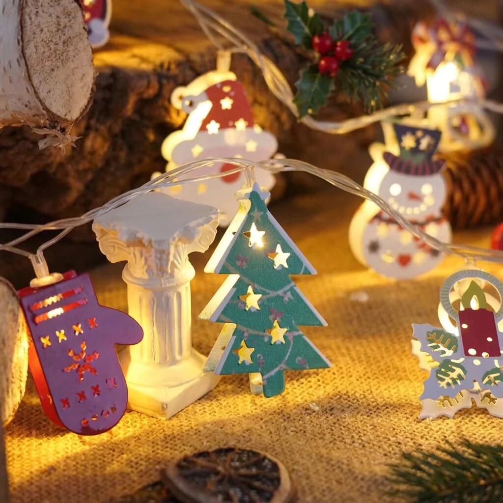 Guirlande lumineuse motifs de Noël – alimentation à piles