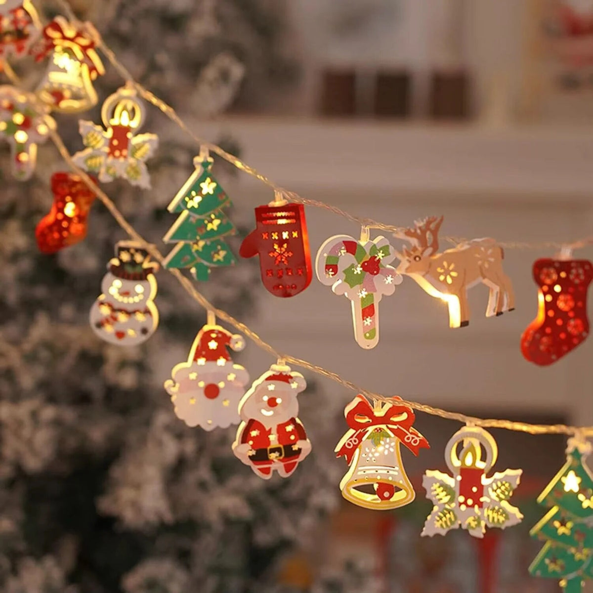 Guirlande lumineuse – motifs de Noël, alimentation sur piles