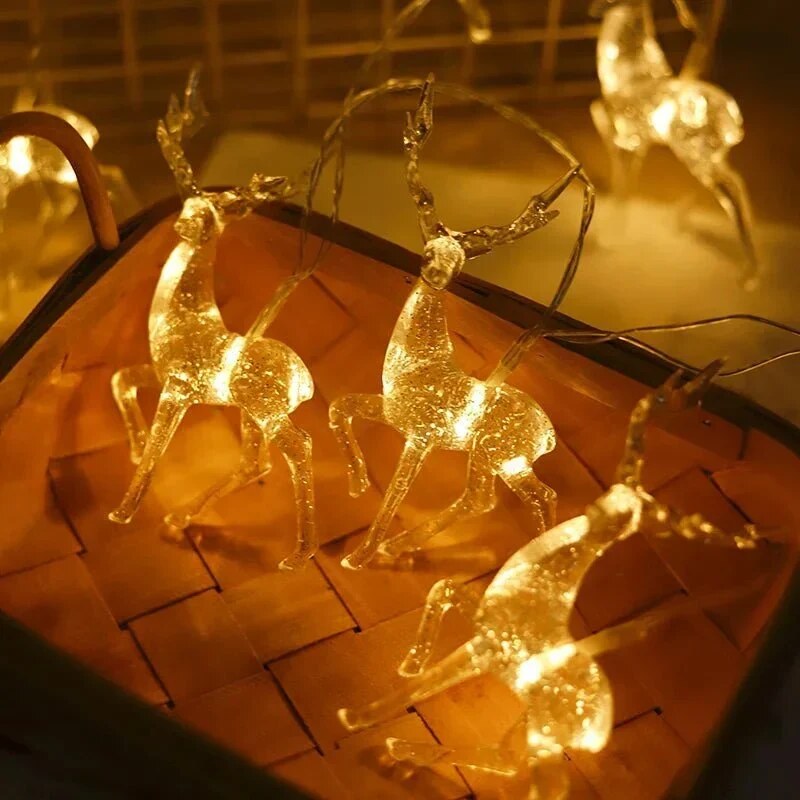 Guirlande lumineuse rennes – 10 LED blanc chaud sur piles