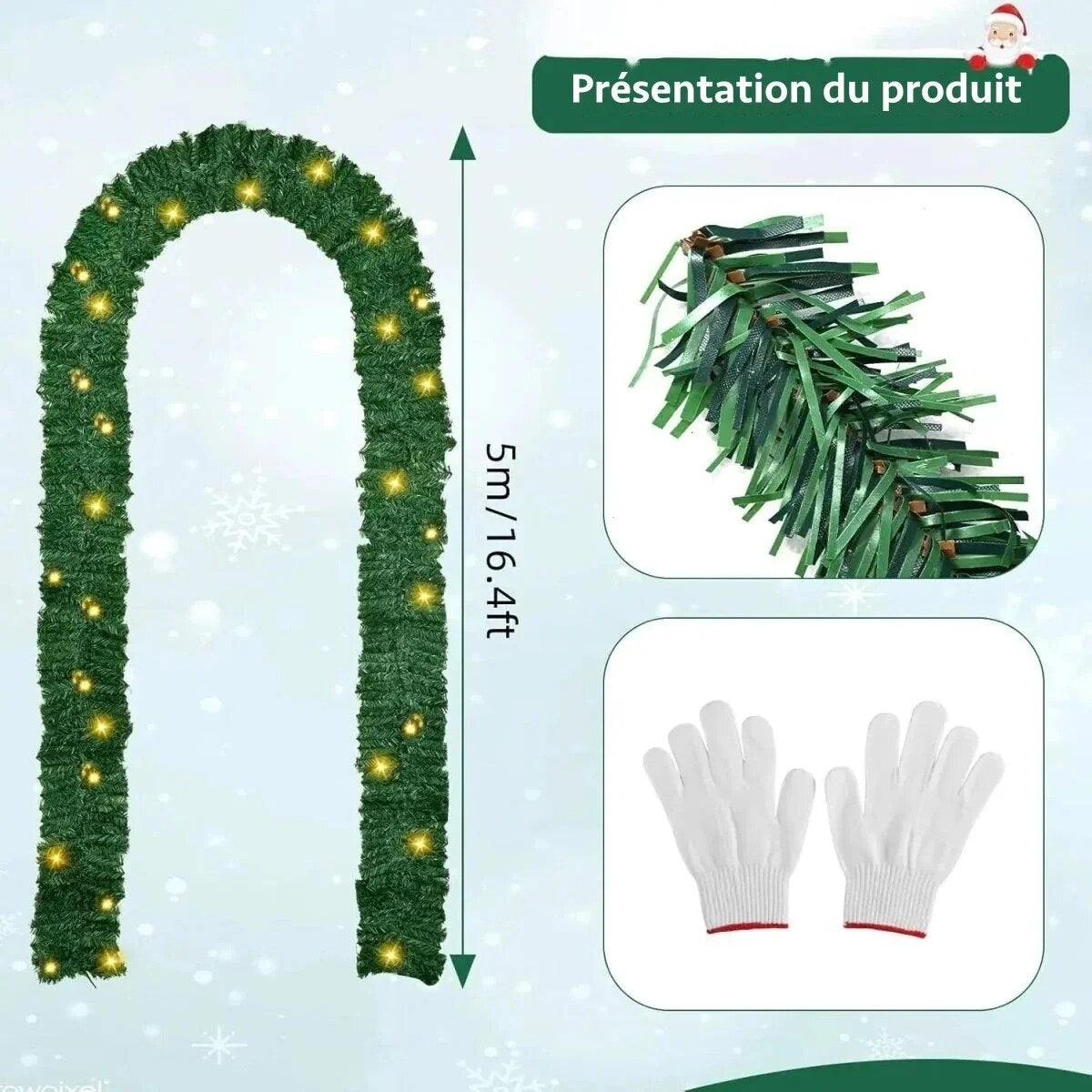 Guirlande lumineuse – sapin artificiel et LED blanc chaud
