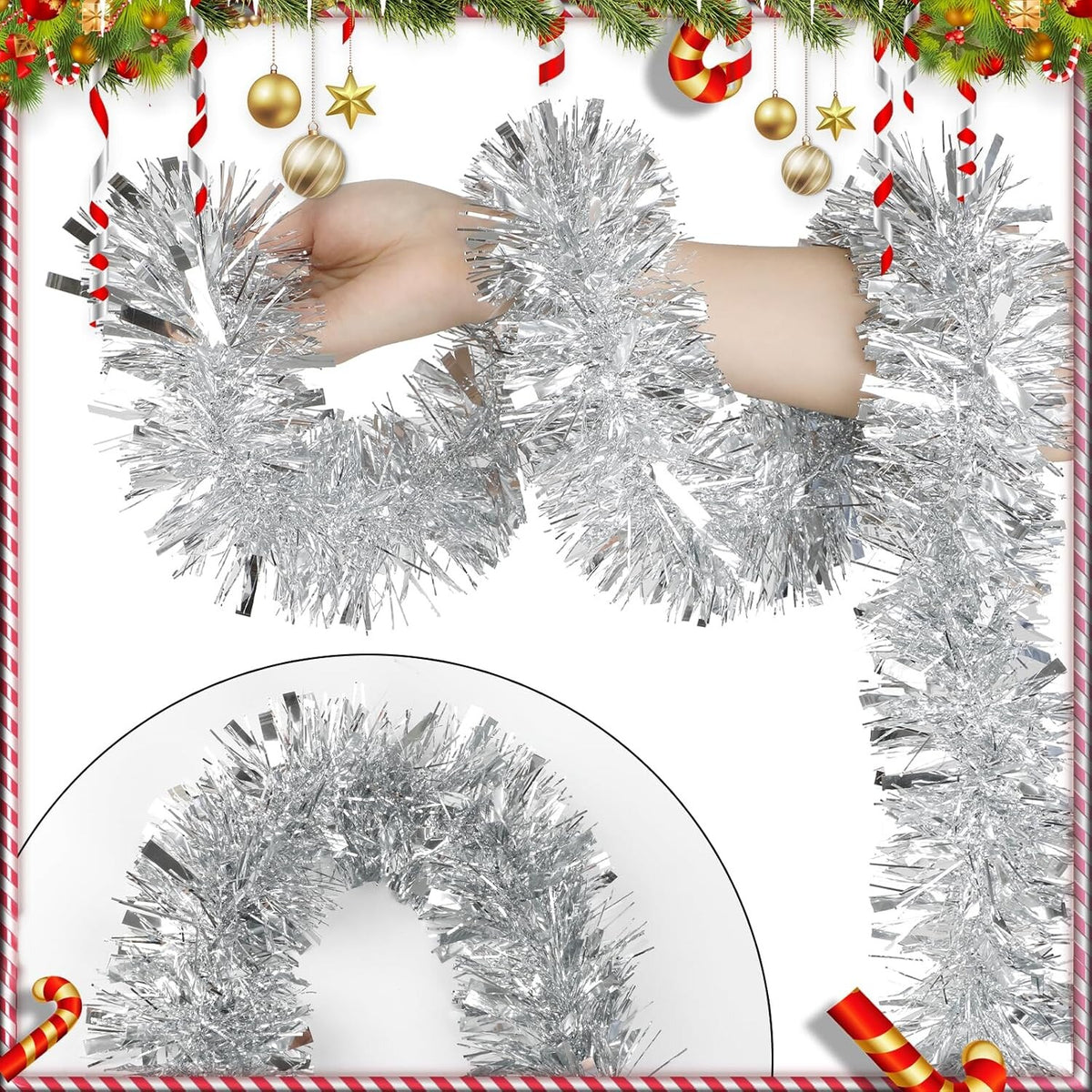 Guirlande scintillante argentée – déco de Noël pailletée