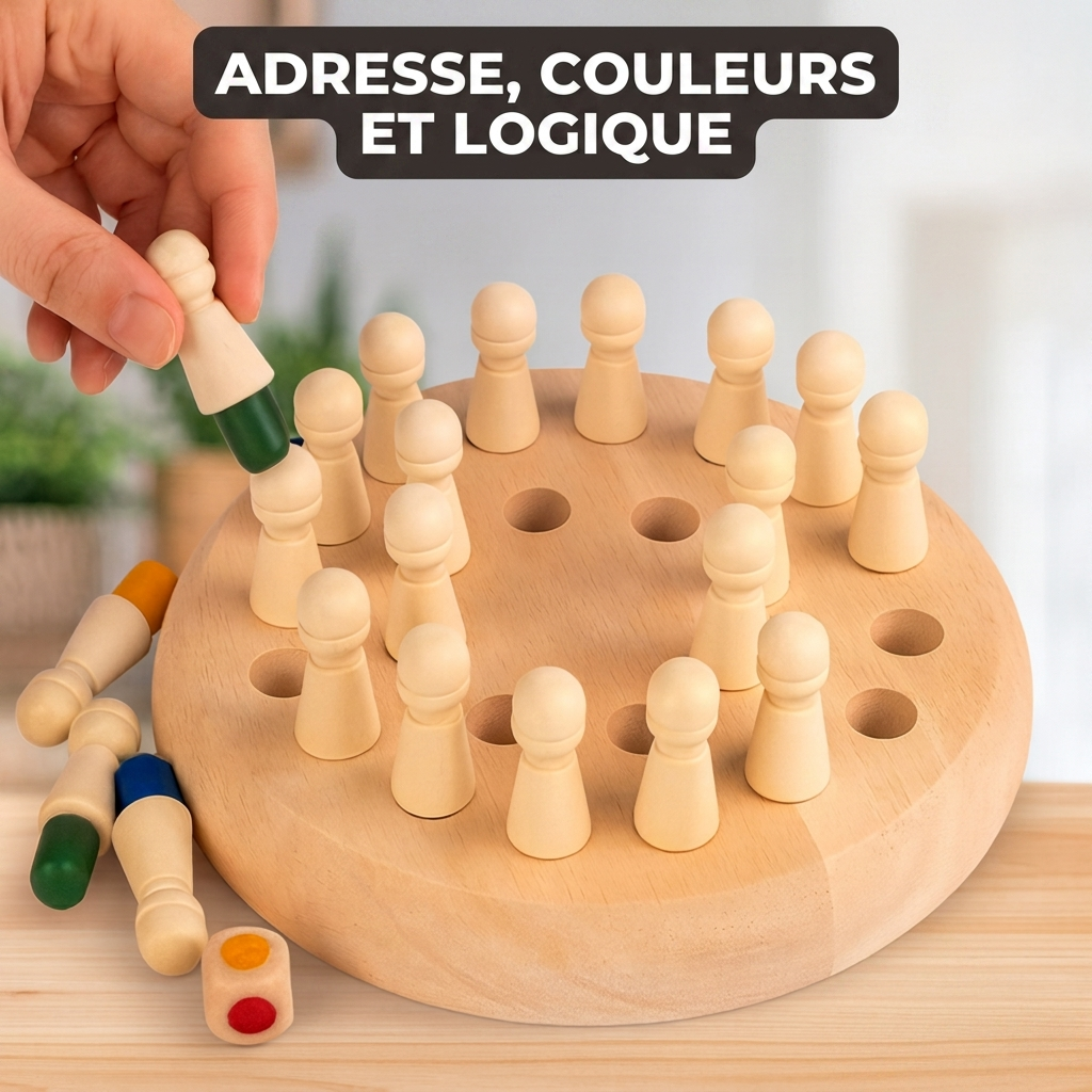 Les pions colorés manipulés pendant une partie