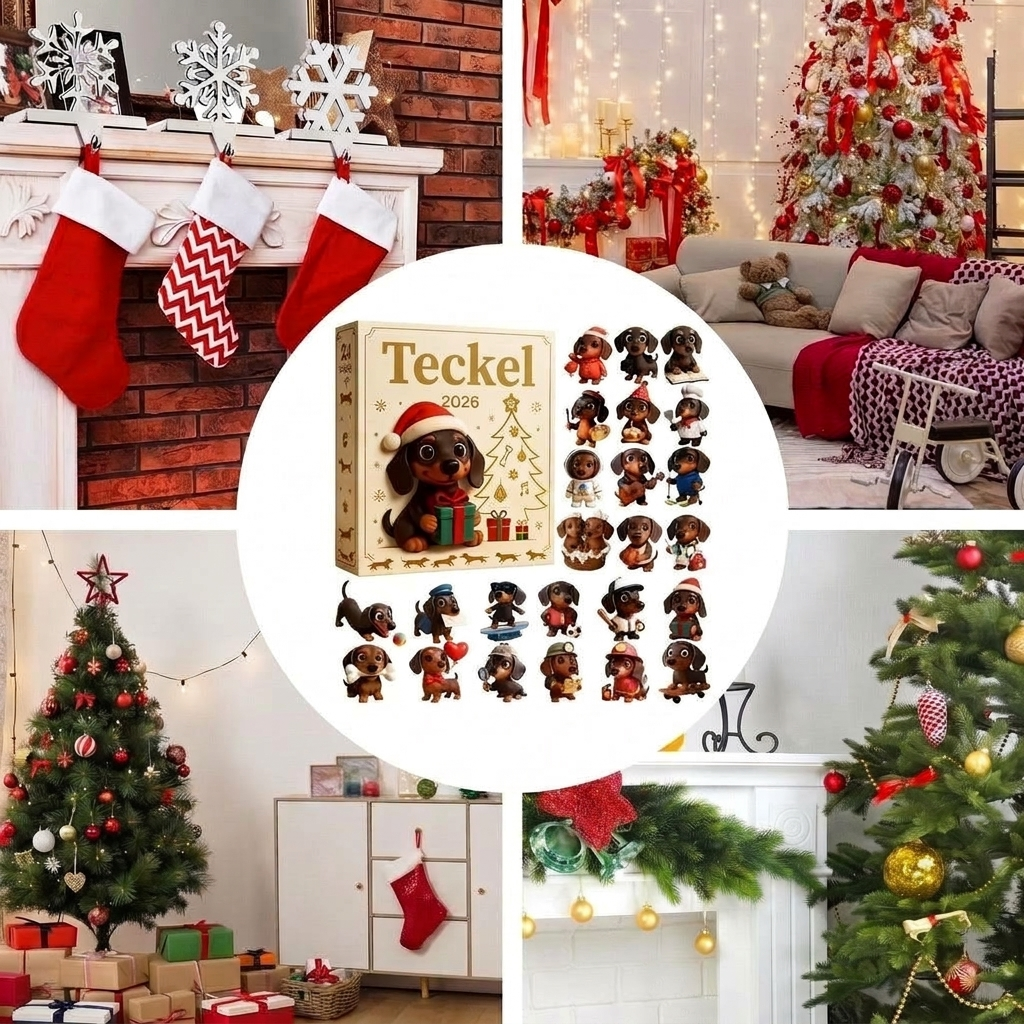 Dackel Adventskalender - 24 Acryl-Anhänger für Hundeliebhaber