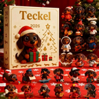 Dackel Adventskalender - 24 Acryl-Anhänger für Hundeliebhaber