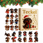 Dackel Adventskalender - 24 Acryl-Anhänger für Hundeliebhaber