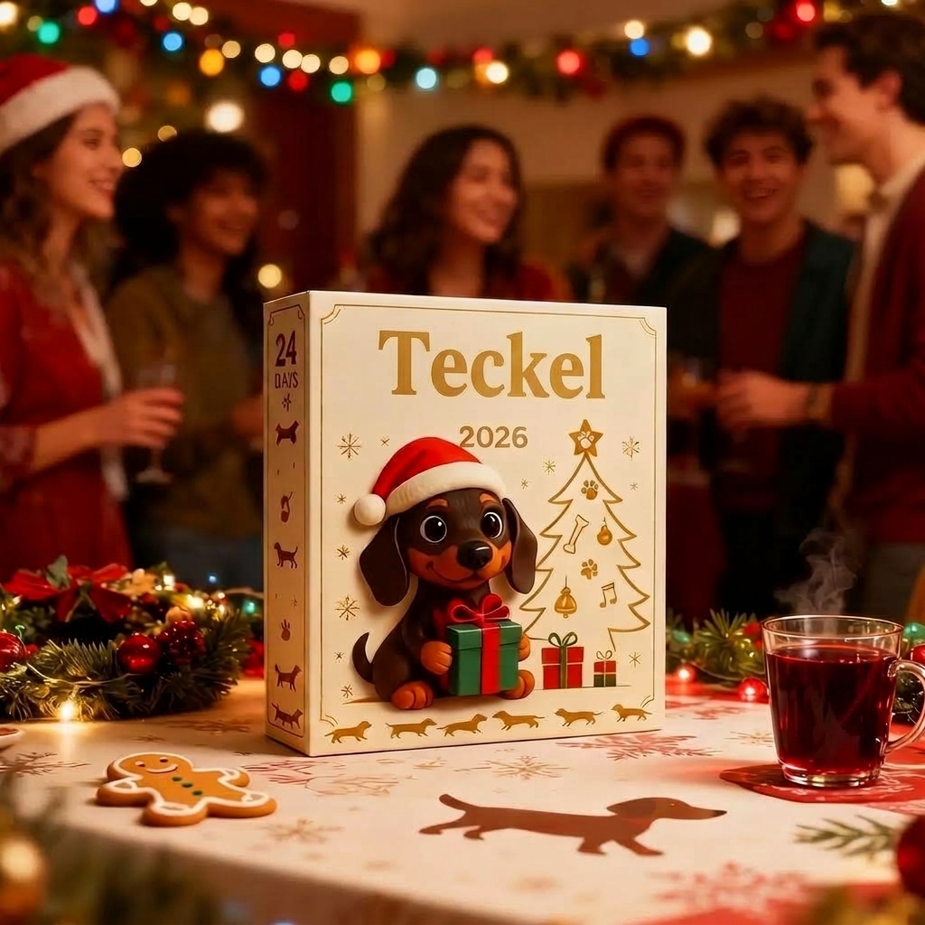 Dackel Adventskalender - 24 Acryl-Anhänger für Hundeliebhaber